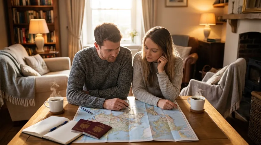 Couple planning their trip
